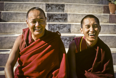 Lama Yeshe and Lama Zopa Rinpoche, Kopan Monastery, Nepal, 1980. Photo by Robin Bath.