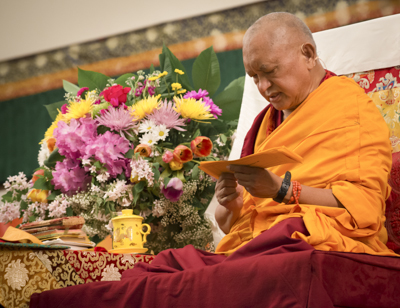 Light of the Path retreat with Lama Zopa Rinpoche, North Carolina, 2014. Photo: Roy Harvey. 