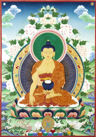 Guru Shakyamuni Buddha. Painted by Jane Seidlitz.