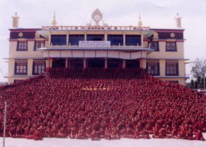 Monks at Sera Je Monastery, Karnataka State, India.