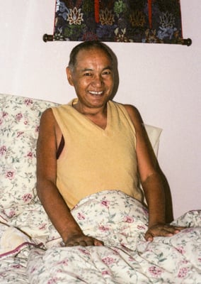 Lama Yeshe being cared for at his house in Aptos, California, 1984. Photo: Åge Delbanco