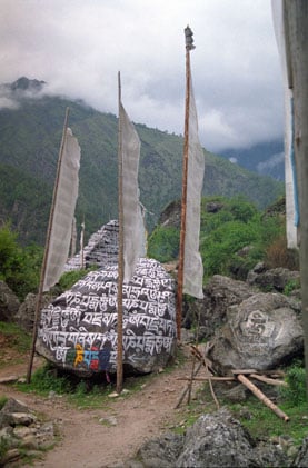 Mani stones on the way to Lawudo Retreat Centre, Solu Khumbu, Nepal.