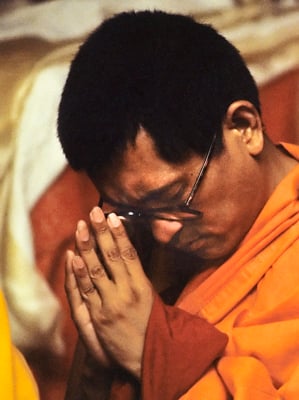 A cycle of pujas were done for Lama Yeshe before the formal cremation, Vajrapani Institute, California, 1984. Photo by Ricardo de Aratanha.