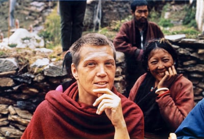 Zina Rachevsky at Lawudo Retreat Centre, Solu Khumbu, Nepal, 1969. 