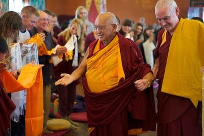 Lama Zopa Rinpoche at Kopan Monastery, Kathmandu, Nepal, December 2015. Photo: Bill Kane. 