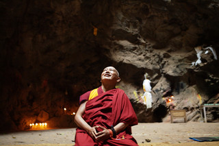 Lama Zopa Rinpoche in Maratika Cave, Nepal, 2016. Photo: Ven Sherab.