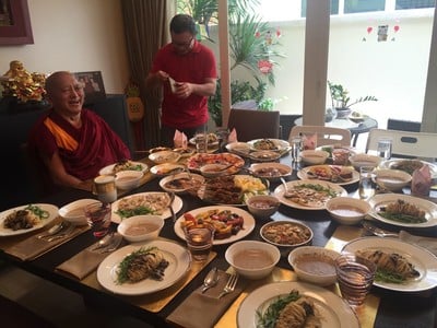 Lama Zopa Rinpoche in Singapore, February 2016. Photo: Roger Kunsang.