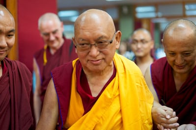 Lama Zopa Rinpoche at Chokyi Gyaltsen Centre, Penang, Malyasia, March 2016. Photo: Bill Kane. 
