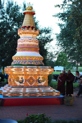 Lama Zopa Rinpoche, Kadampa stupa, USA, August 2016. Photo: Ven. Lobsang Sherab. 