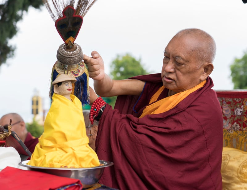 Rinpoche doing a puja, Kopan Monastery, Nepal, April 2020. Photo: Lobsang Sherab.