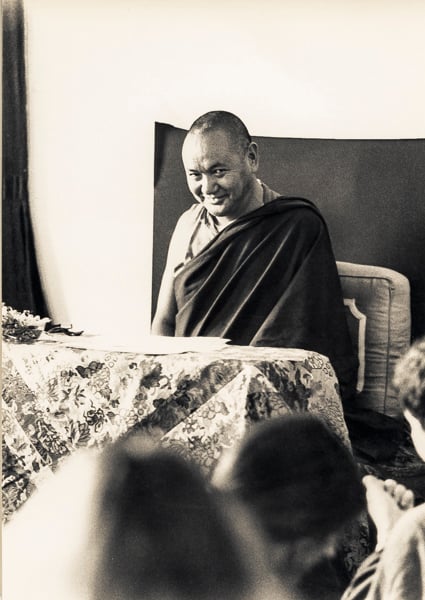 Lama Yeshe teaching at Istituto Lama Tzong Khapa (ILTK), Pomaia, Italy, 1980. Photo: ILTK collection.