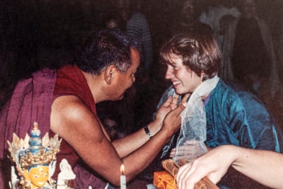 Lama Yeshe with Merry Colony, 13th Kopan Meditation Course, Nepal, 1980. 