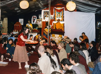 Puja at Istituto Lama Tzong Khapa with Zong Rinpoche, Italy, 1978.