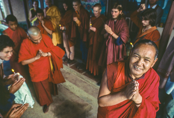 Lama Yeshe with students at Tushita Meditation Centre, Dharamsala, India, 1983.
