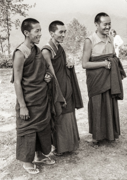 Lama Yeshe, Lama Zopa Rinpoche and Lhundrup Rigsel Lama during the Fourth Meditation Course, Kopan Monastery, Nepal, 1973.