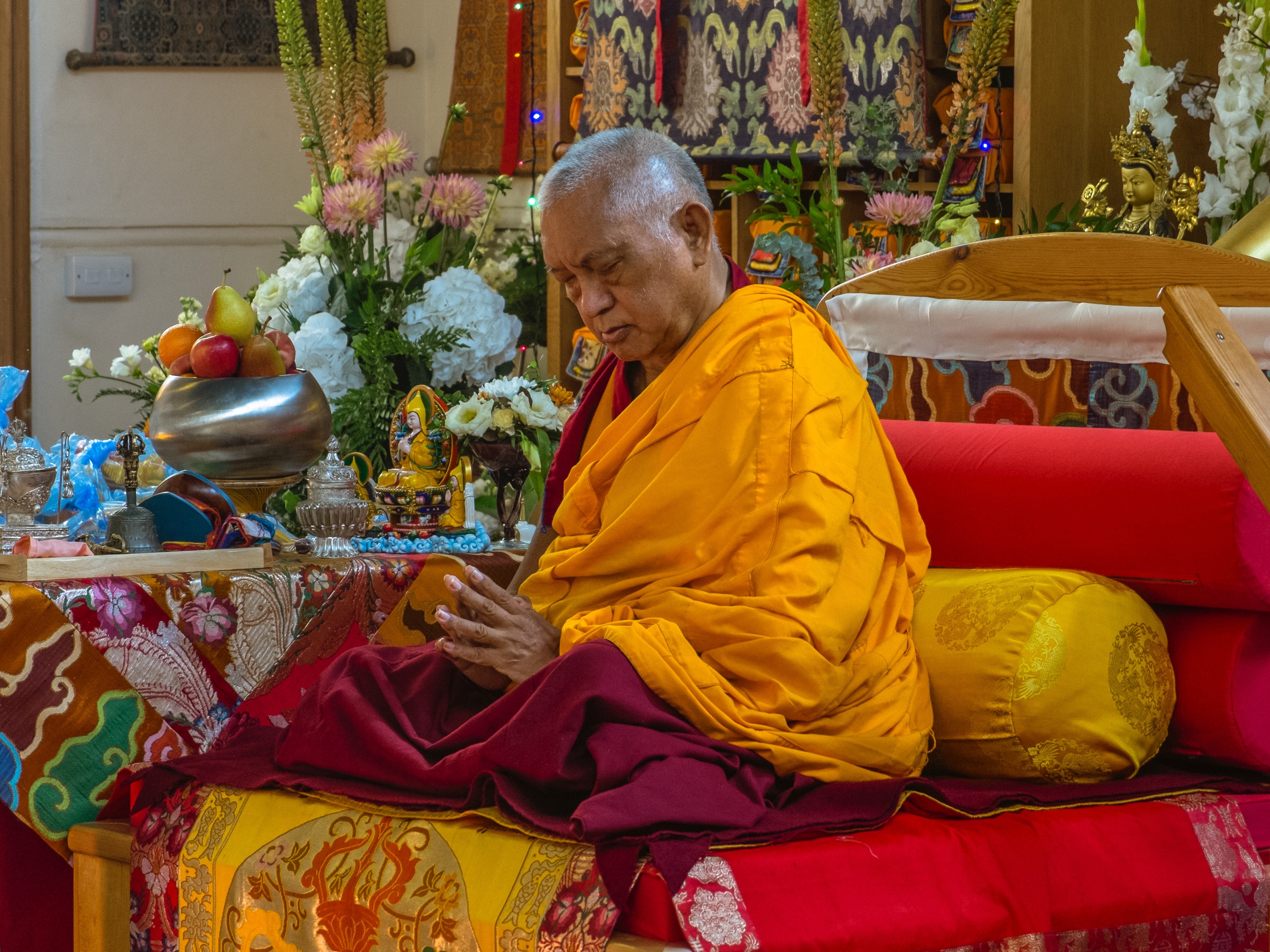 Lama Zopa Rinpoche at Jamyang Buddhist Centre, London, 2014. Photo: Pierre Alozie.