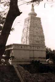 Bodhgaya: the Animescalocana Stupa stands where the Buddha gazed for a week at the site of enlightenment