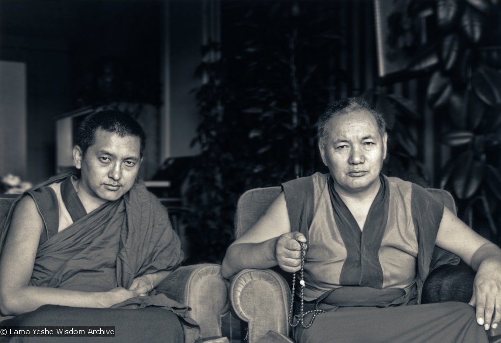 (02192_pr-2.psd) Portrait of Lama Zopa Rinpoche and Lama Yeshe, Geneva, Switzerland, 1983. Photos by Ueli Minder.