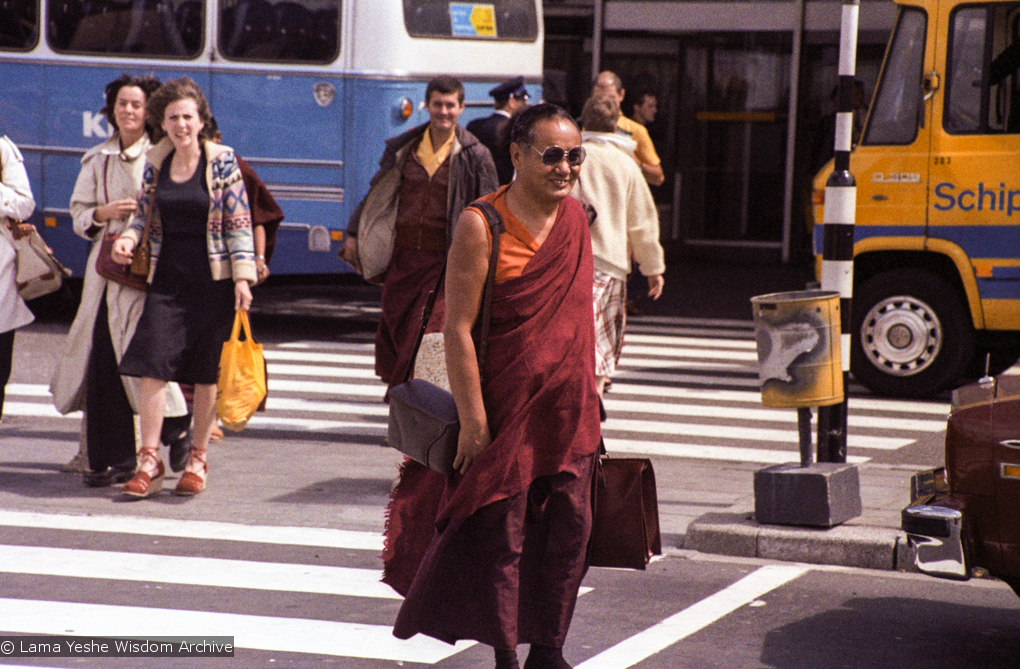 (03771_ng.JPG) Lama arriving in Amsterdam, 1979. Marcel Bertels behind him. Jan-Paul Kool (photographer)