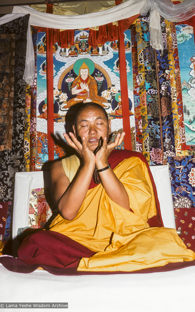 (04394_sl-3.psd) Lama Yeshe teaching at the 11th Meditation course, Kopan Monastery, 1978.  Robin Bath (donor-photographer)