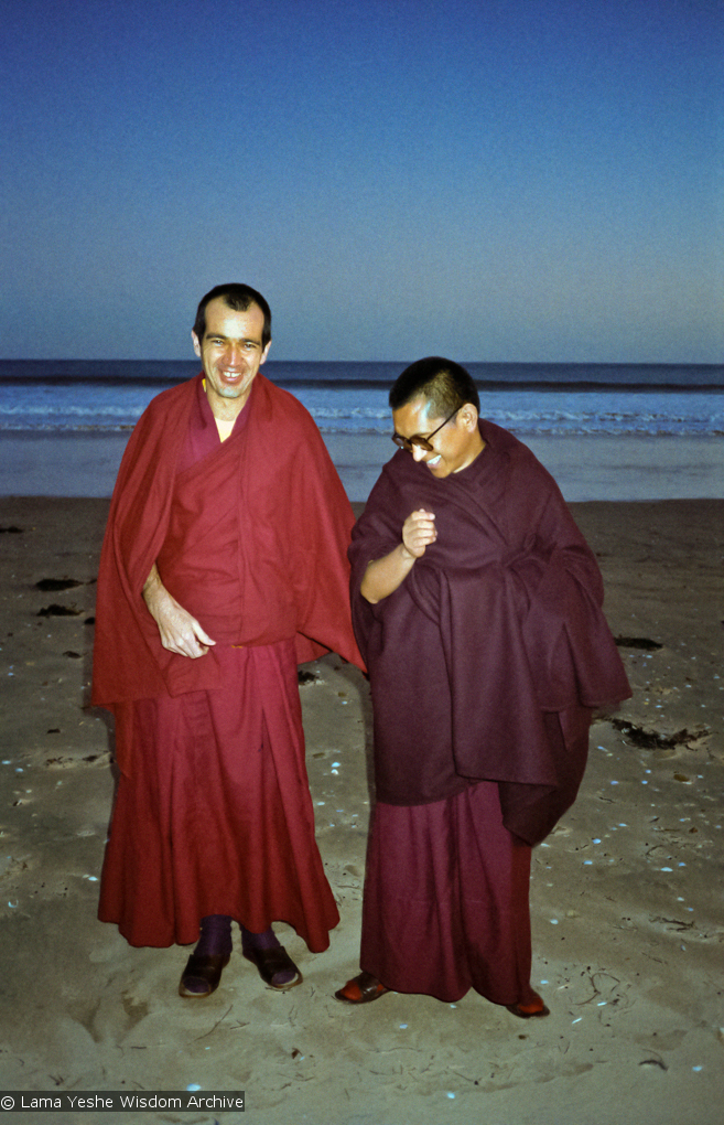 Neil and Rinpoche at the beach, 1983