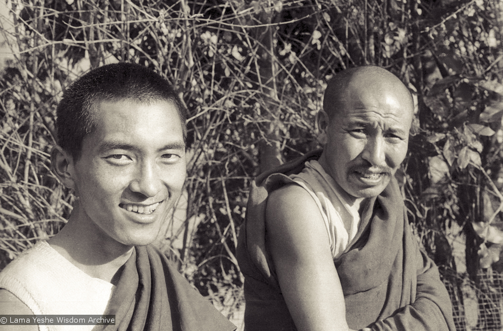 (10261_ng-2.psd) Portrait of Lama Zopa Rinpoche and Geshe Thubten Tashi taken at Kopan Monastery at the end of the first meditation course, Nepal, 1971. Photo by Fred von Allmen.