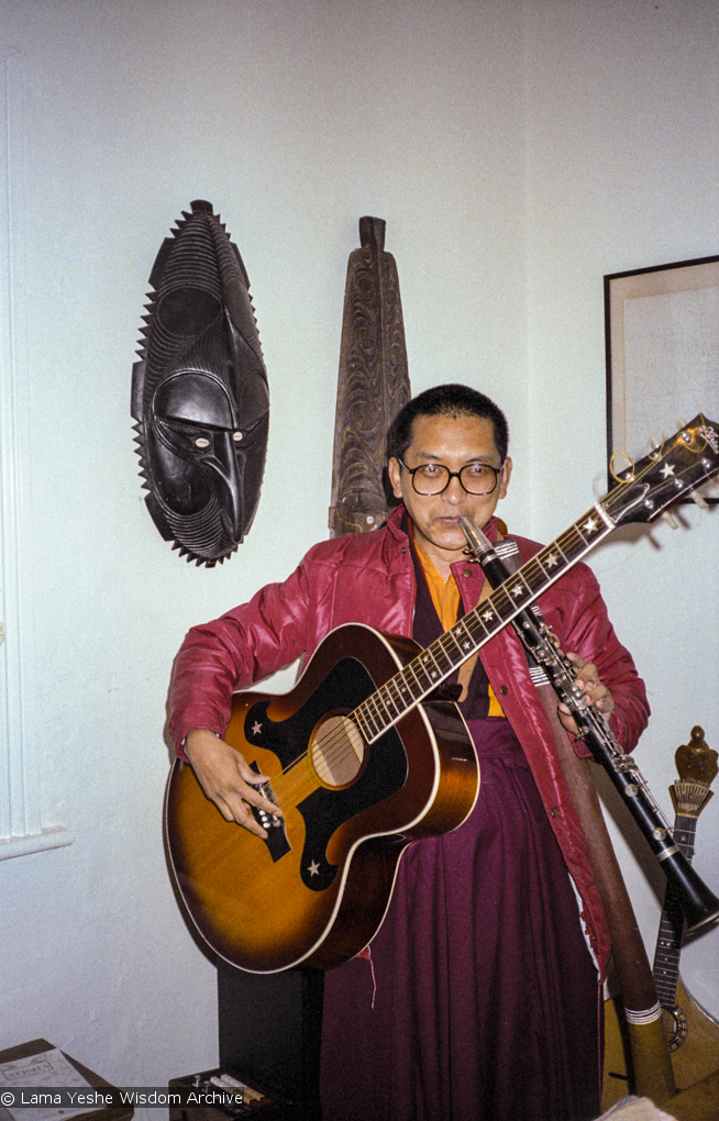 Rinpoche playing instruments, 1983