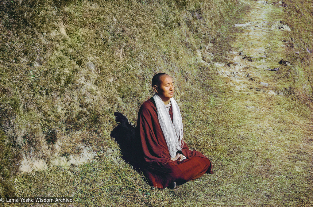 (10507_sl-6.psd) Lama Yeshe meditating, Kopan Monastery, 1971. Dan Howlett (photographer)