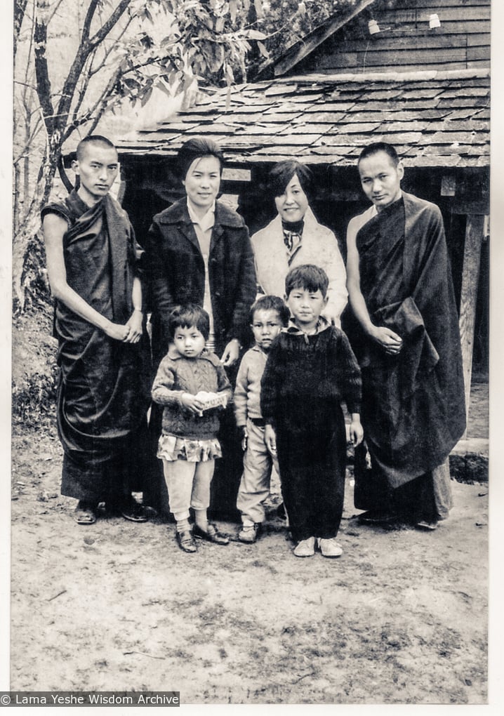 Pema Gyalpo (next to Rinpoche), Jhamba (in front of her), TCV, 1