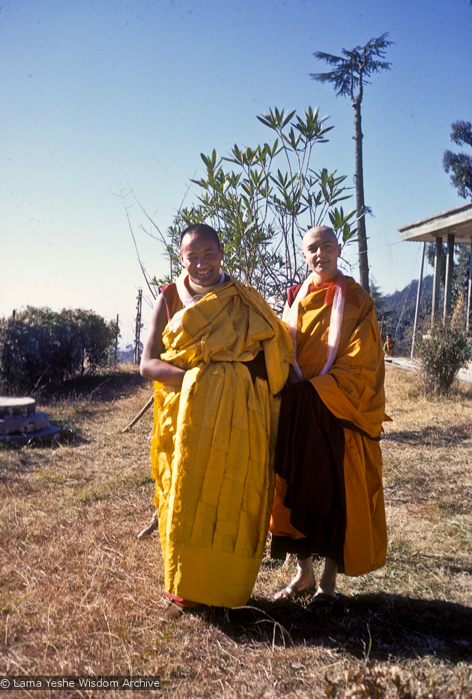 (12504_sl.jpg) Lama Yeshe and Sylvia White after the first ordination of western students, 1970