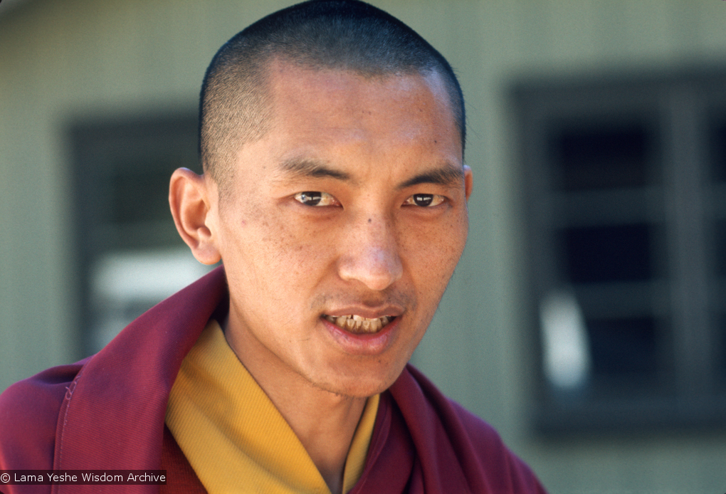 (12631_sl.jpg) Lama Zopa Rinpoche, Lake Arrowhead, 1975. This photo is from a three week retreat the lamas taught at Camp Arrowpines on Lake Arrowhead, east of Los Angeles, USA, 1975. Photo by Carol Royce-Wilder.