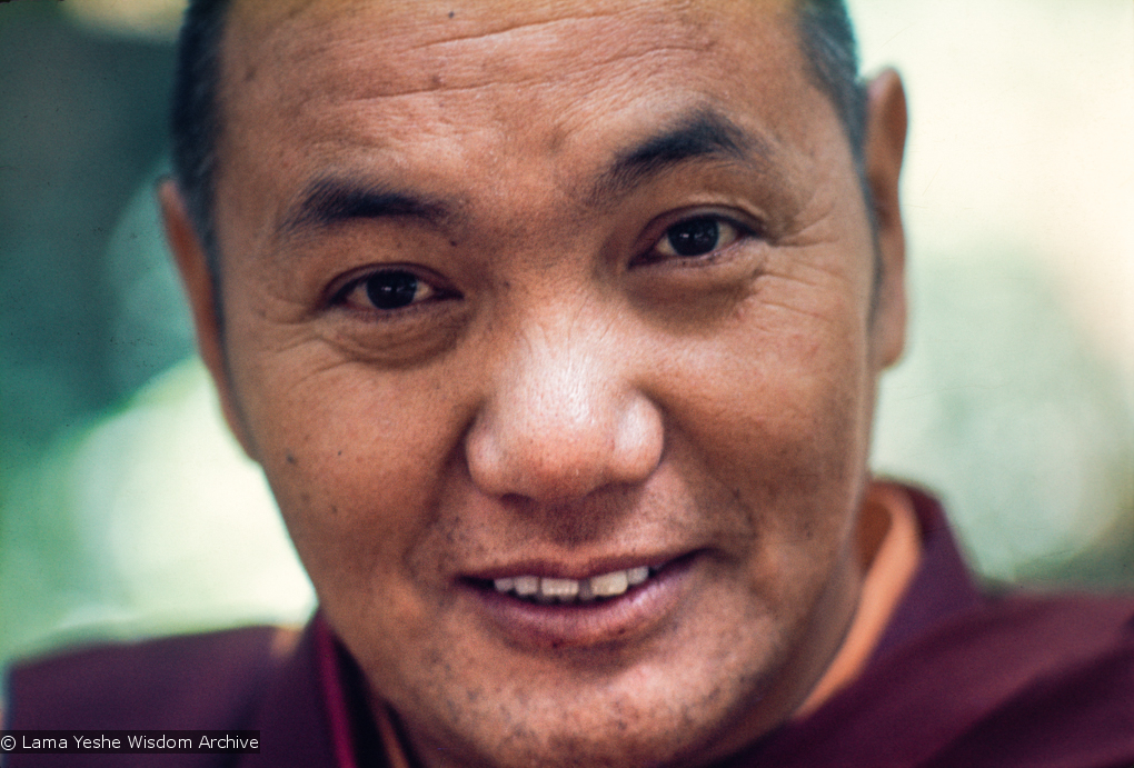 (12681_sl.jpg) Lama Yeshe, Lake Arrowhead, 1975. This photo is from a three week retreat the lamas taught at Camp Arrowpines on Lake Arrowhead, east of Los Angeles, USA, 1975. Photo by Carol Royce-Wilder.