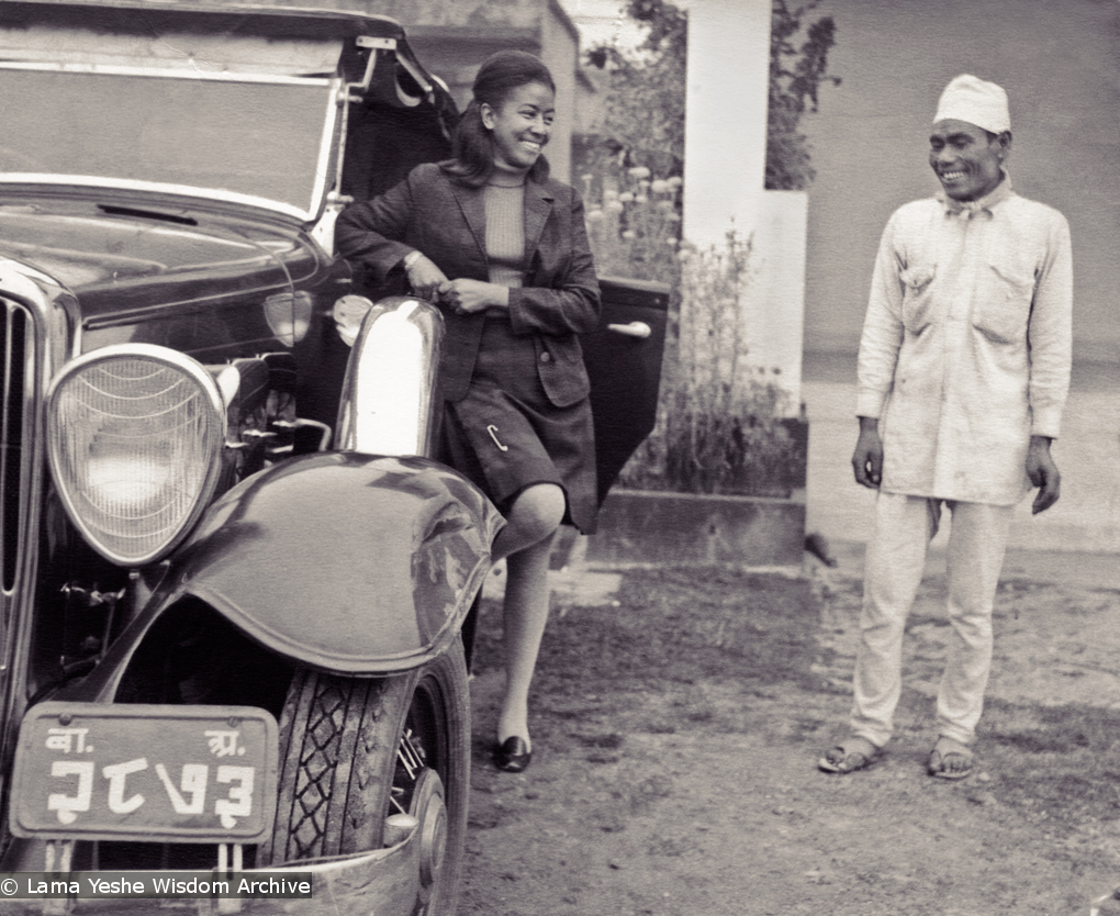 (15046_pr-1.psd) Max with her 1932 Hudson. Mary Jane &quot;Max&quot; Mathews, (known affectionately as Mummy Max) is an African-American woman who became a devout disciple and benefactor of Lama Yeshe, later taking novice nun ordination. She was a key patron and founding member of the lama&#039;s international Sangha.