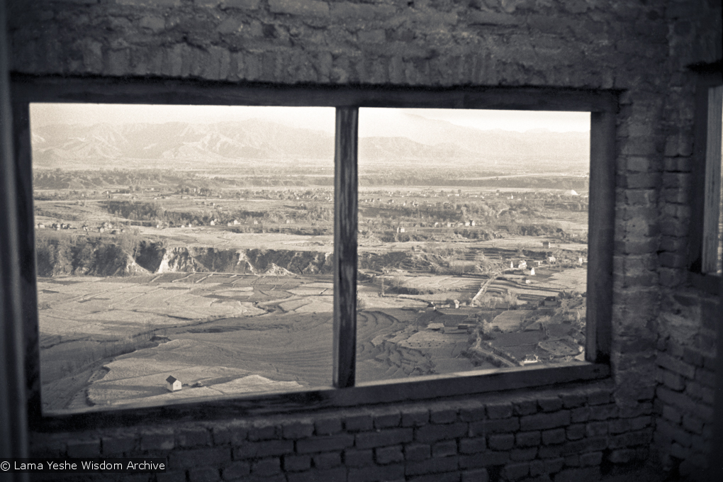 (15143_ng.psd) A view from the second floor of the Kopan Monastery during construction, Nepal, 1972