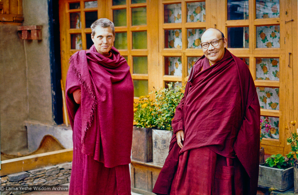 (15176_pr.psd) Trulshik Rinpoche, whom Zina Rachevsky had met on several occasions, gave permission for her to come to his monastery (Thubten Choling, in the lower Solu region of Solu Khumbu near Junbesi, Nepal) to do intensive retreat in 1972. (Photo used with permission of the estate of Zina Rachevsky.)