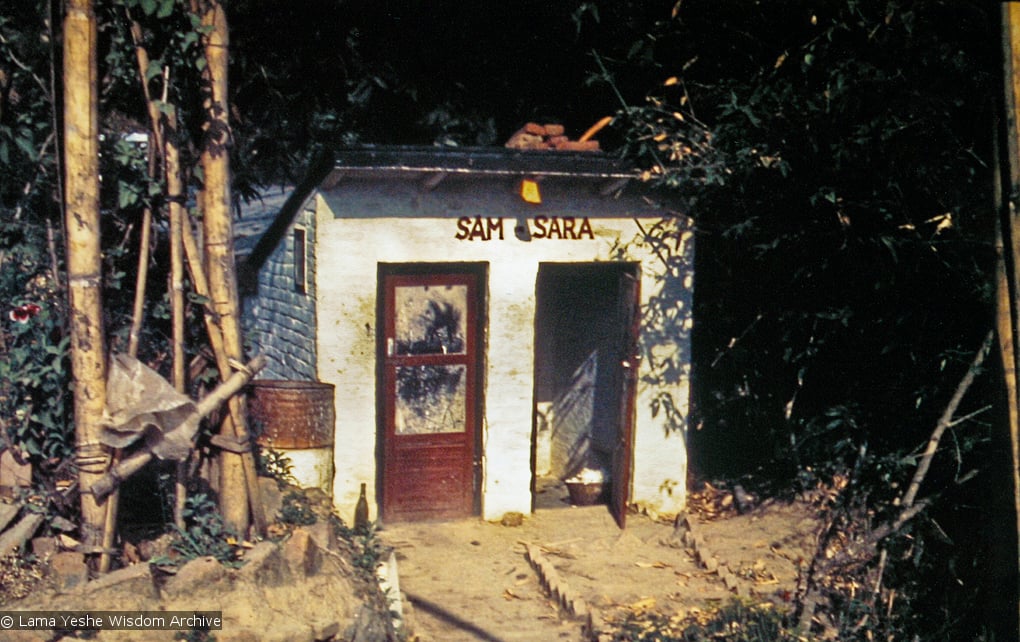 Sam-Sara outhouse at Kopan, 1973