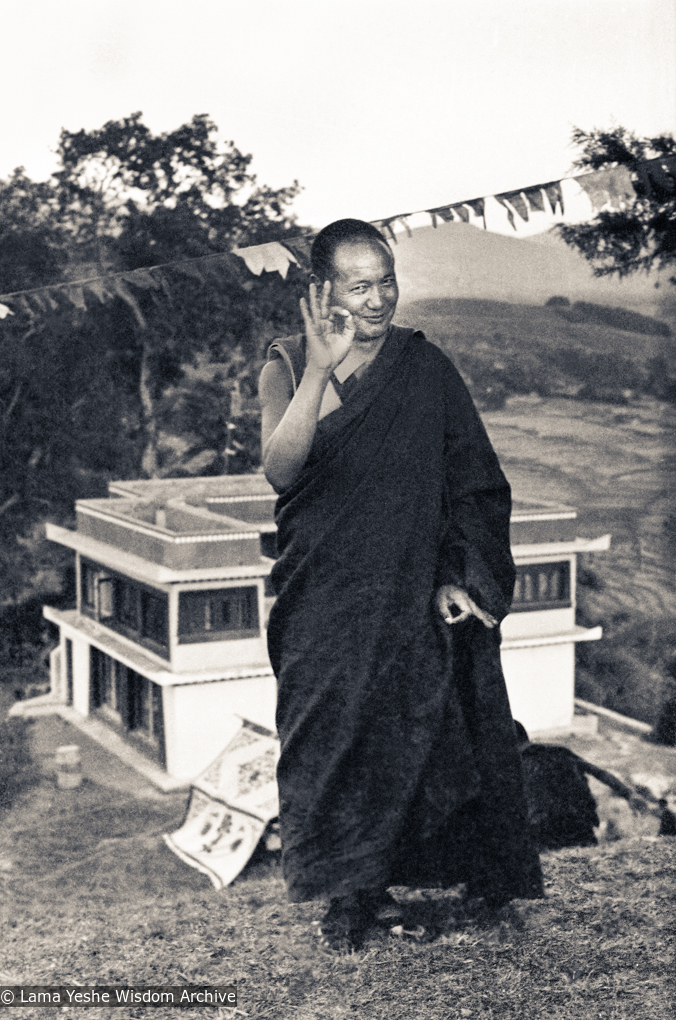 (15214_ng-3.psd) Lama Yeshe on the hill above Kopan Monastery, Nepal, 1972.