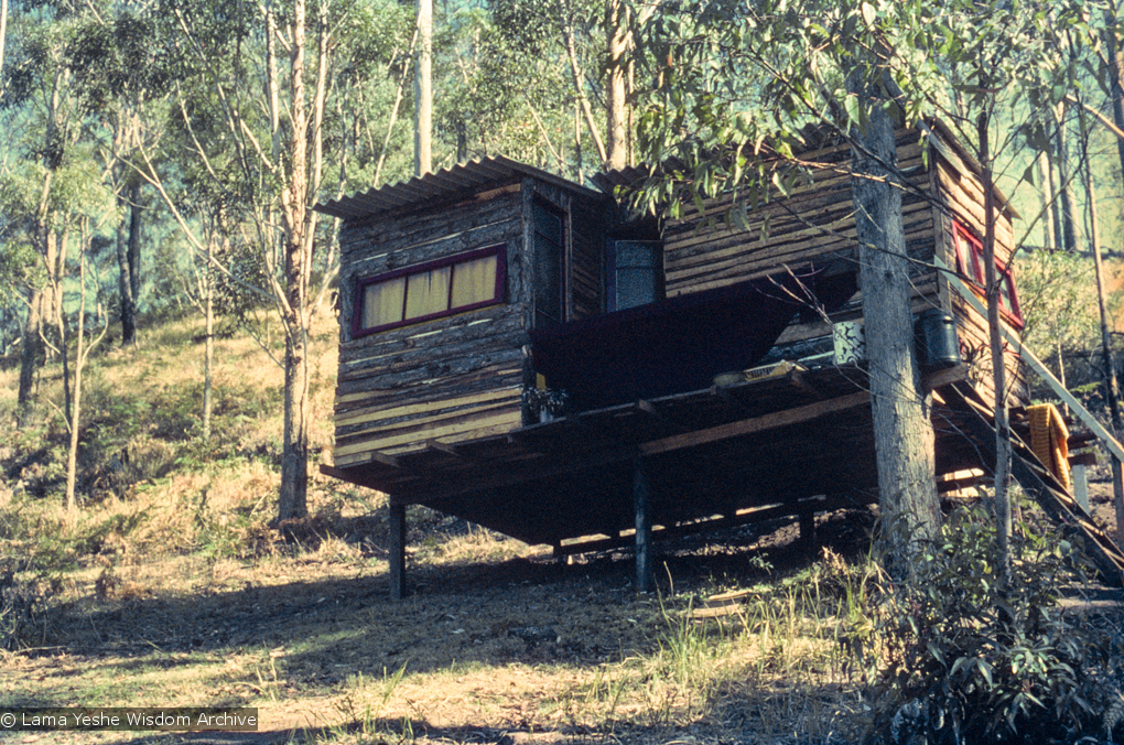 (15847_ng.tif) The lama&#039;s cabin at Diamond Valley. The lamas taught their first retreat in Australia at Diamond Valley in southeast Queensland, August, 1974.