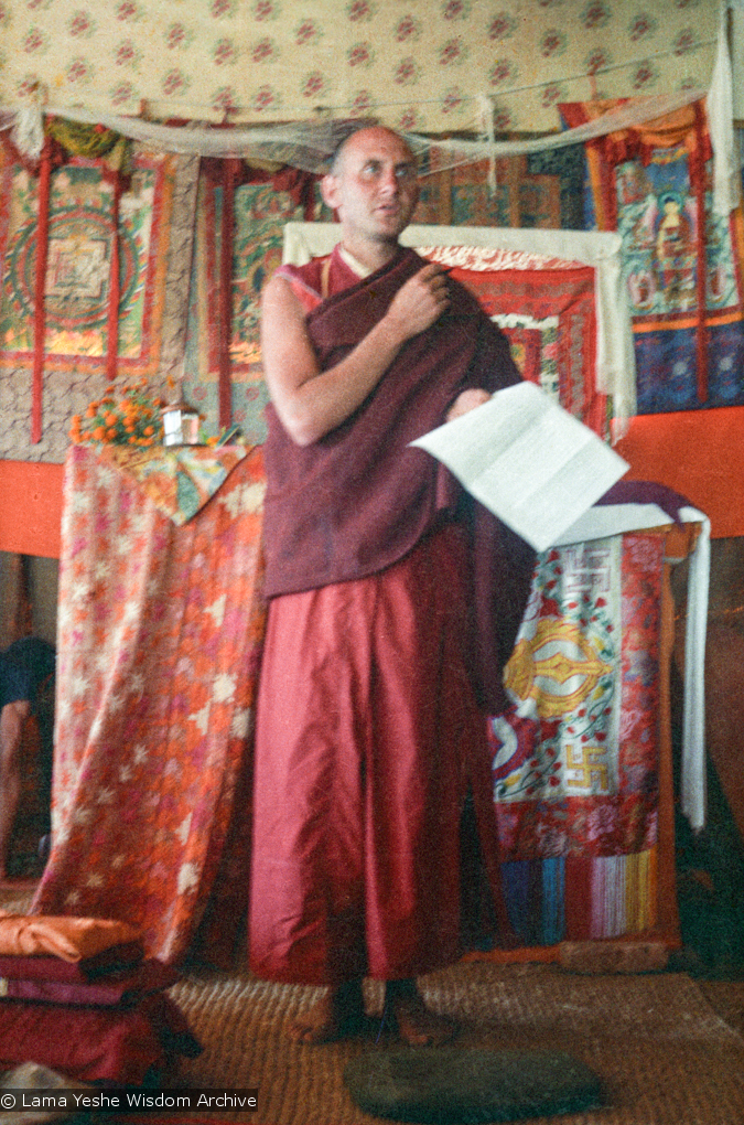 (15855_ng.tif) Nick Ribush, Lama Zopa Rinpoche&#039;s assistant for the Seventh Kopan Course, giving an introductory lecture to the new students, Kopan, November 1974.