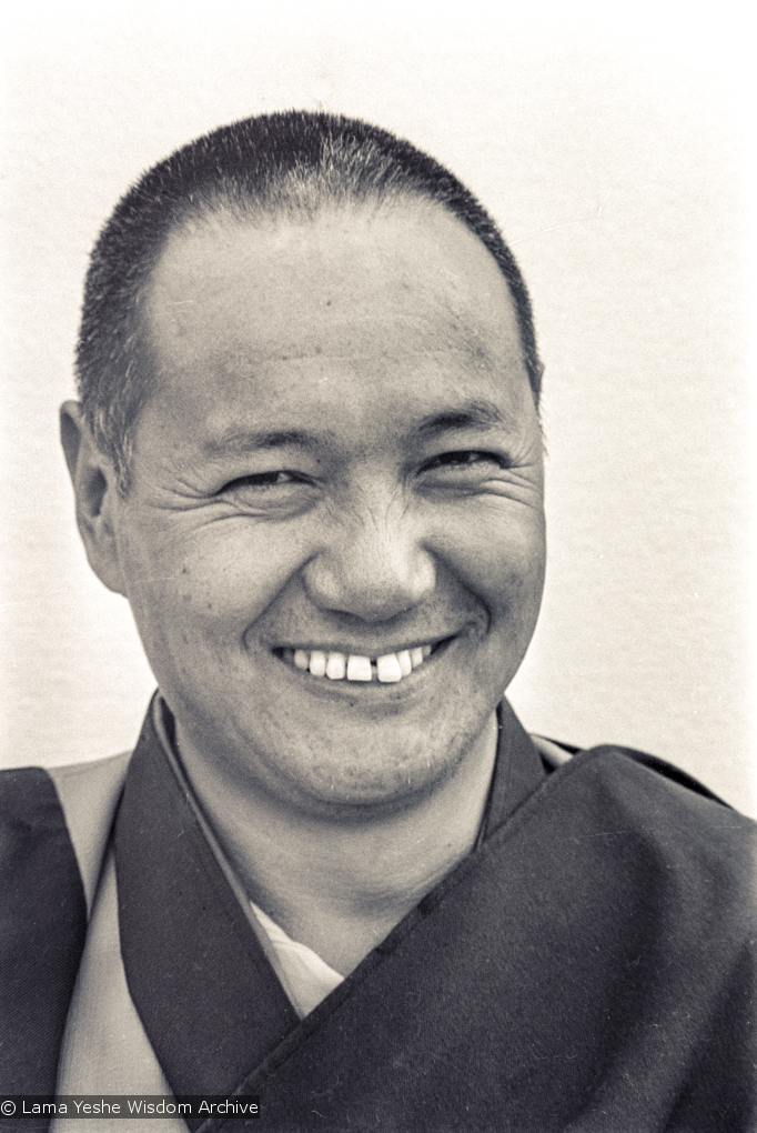(15932_ng.tif) Portrait of Lama Yeshe, 1975. With the idea of commissioning a statue of Lama Yeshe, Mummy Max (Max Matthews) arranged for a series of shots taken just of his head from every angle, as well as photos of Lama in meditation posture. Photo taken on Saka Dawa (the celebration of Buddha&#039;s birth, enlightenment, and death) at Chenrezig Institute, Australia, 1975. Photo donated by Wendy Finster.