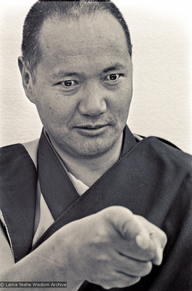 (15945_ng-2.psd) Portrait of Lama Yeshe, 1975. With the idea of commissioning a statue of Lama Yeshe, Mummy Max (Max Matthews) arranged for a series of shots taken just of his head from every angle, as well as photos of Lama in meditation posture. Photo taken on Saka Dawa (the celebration of Buddha&#039;s birth, enlightenment, and death) at Chenrezig Institute, Australia, 1975. Photo donated by Wendy Finster.