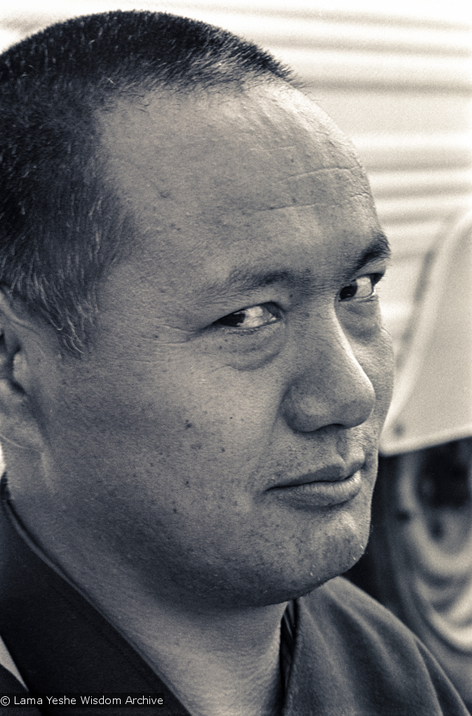 (15948_ng.tif) Portrait of Lama Yeshe, 1975. With the idea of commissioning a statue of Lama Yeshe, Mummy Max (Max Matthews) arranged for a series of shots taken just of his head from every angle, as well as photos of Lama in meditation posture. Photo taken on Saka Dawa (the celebration of Buddha&#039;s birth, enlightenment, and death) at Chenrezig Institute, Australia, 1975. Photo donated by Wendy Finster.