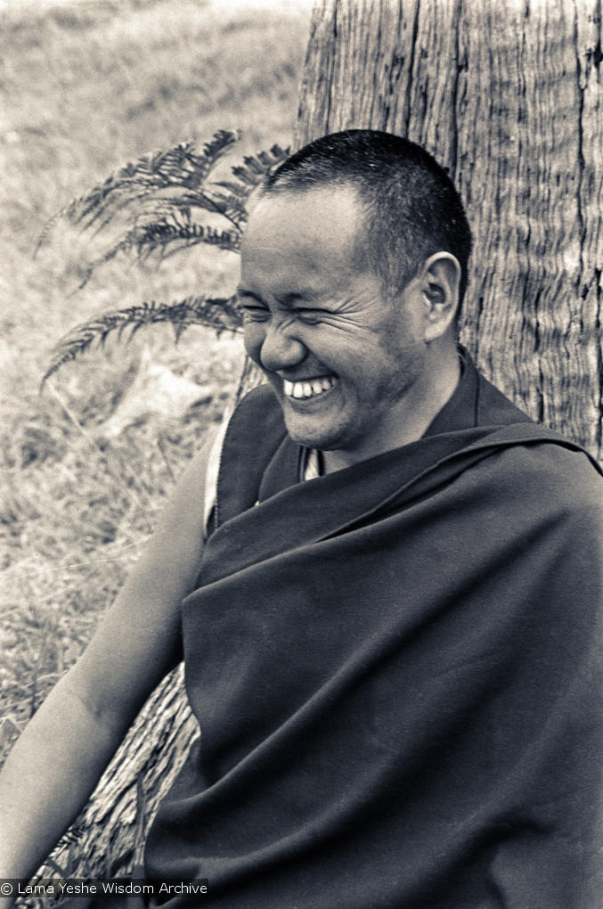 (15959_ng.tif) Portrait of Lama Yeshe, 1975. With the idea of commissioning a statue of Lama Yeshe, Mummy Max (Max Matthews) arranged for a series of shots taken just of his head from every angle, as well as photos of Lama in meditation posture. Photo taken on Saka Dawa (the celebration of Buddha&#039;s birth, enlightenment, and death) at Chenrezig Institute, Australia, 1975. Photo donated by Wendy Finster.
