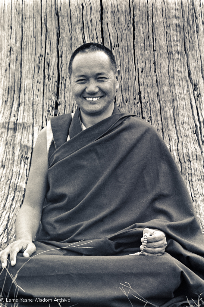 (15961_ng.tif) Portrait of Lama Yeshe, 1975. With the idea of commissioning a statue of Lama Yeshe, Mummy Max (Max Matthews) arranged for a series of shots taken just of his head from every angle, as well as photos of Lama in meditation posture. Photo taken on Saka Dawa (the celebration of Buddha&#039;s birth, enlightenment, and death) at Chenrezig Institute, Australia, 1975. Photo donated by Wendy Finster.