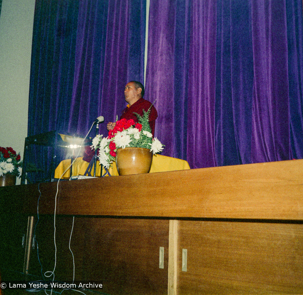 (15975_ng.tif) Lama Yeshe giving a public talk, Adyar Theater, Sydney, Australia, 8th of April, 1975.