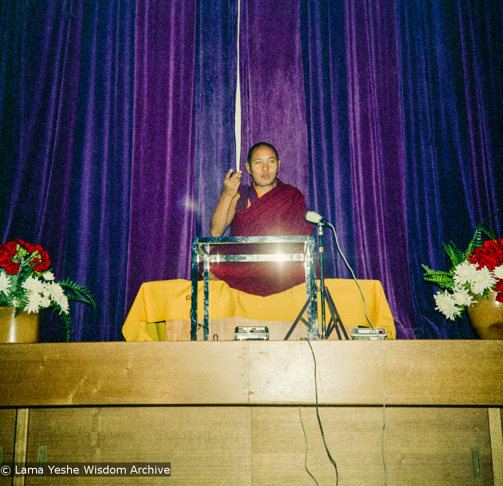 (15976_ng.tif) Lama Yeshe giving a public talk, Adyar Theater, Sydney, Australia, 8th of April, 1975.