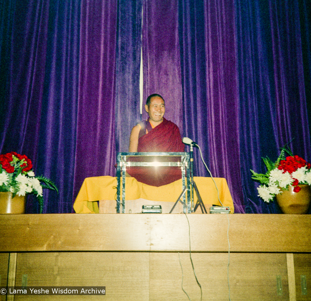 (15977_ng.tif) Lama Yeshe giving a public talk, Adyar Theater, Sydney, Australia, 8th of April, 1975.