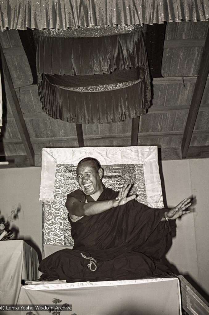 (15981_ng.tif) Lama Yeshe teaching, 1975. From the collection of images of Lama Yeshe, Lama Zopa Rinpoche and their students during a month-long course at Chenrezig Institute, Australia.
