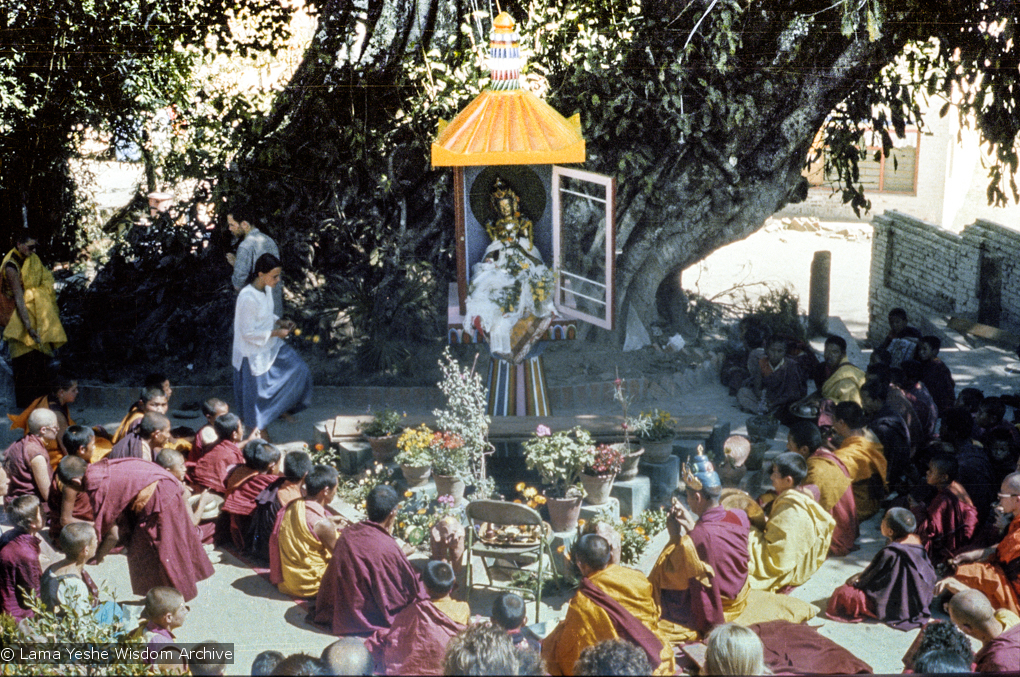 (16738_ng.tif) Installing the Tara statue, Kopan Monastery, Nepal, 1976.