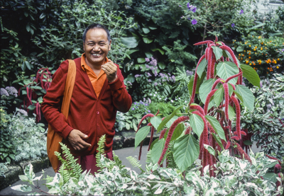 Lama Yeshe in Vancouver botanical gardens, 1978. Photo courtesy Pam Cowan.